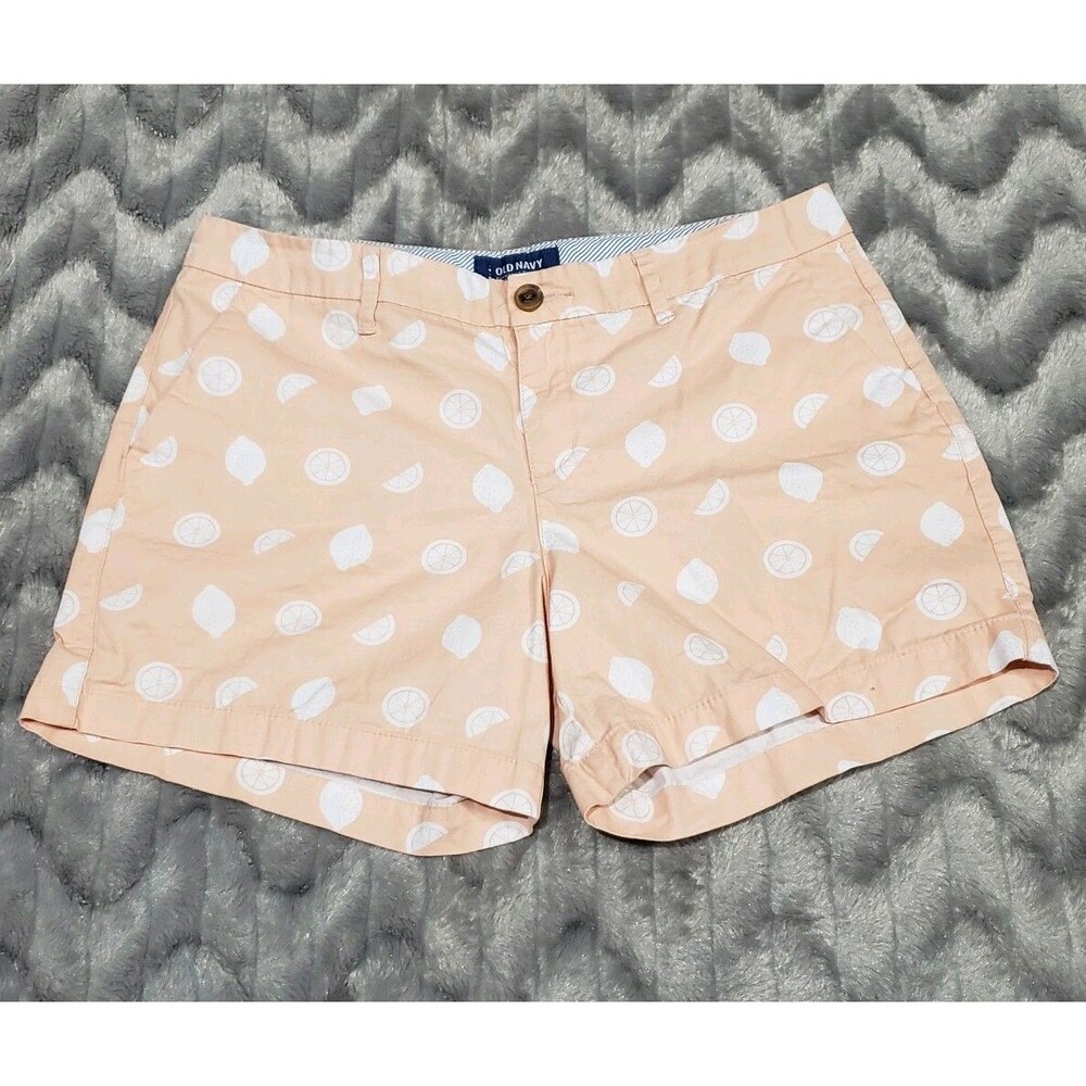 Old Navy Peach Color Lemon Lime Print Womens Size 6 Everyday Shorts